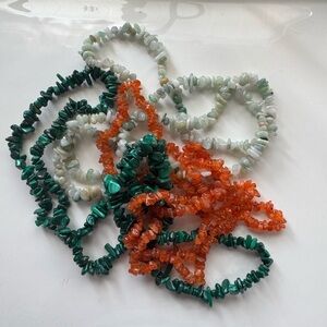 Gemstone Necklace Lot - Malachite, Aventurine and Carnelian